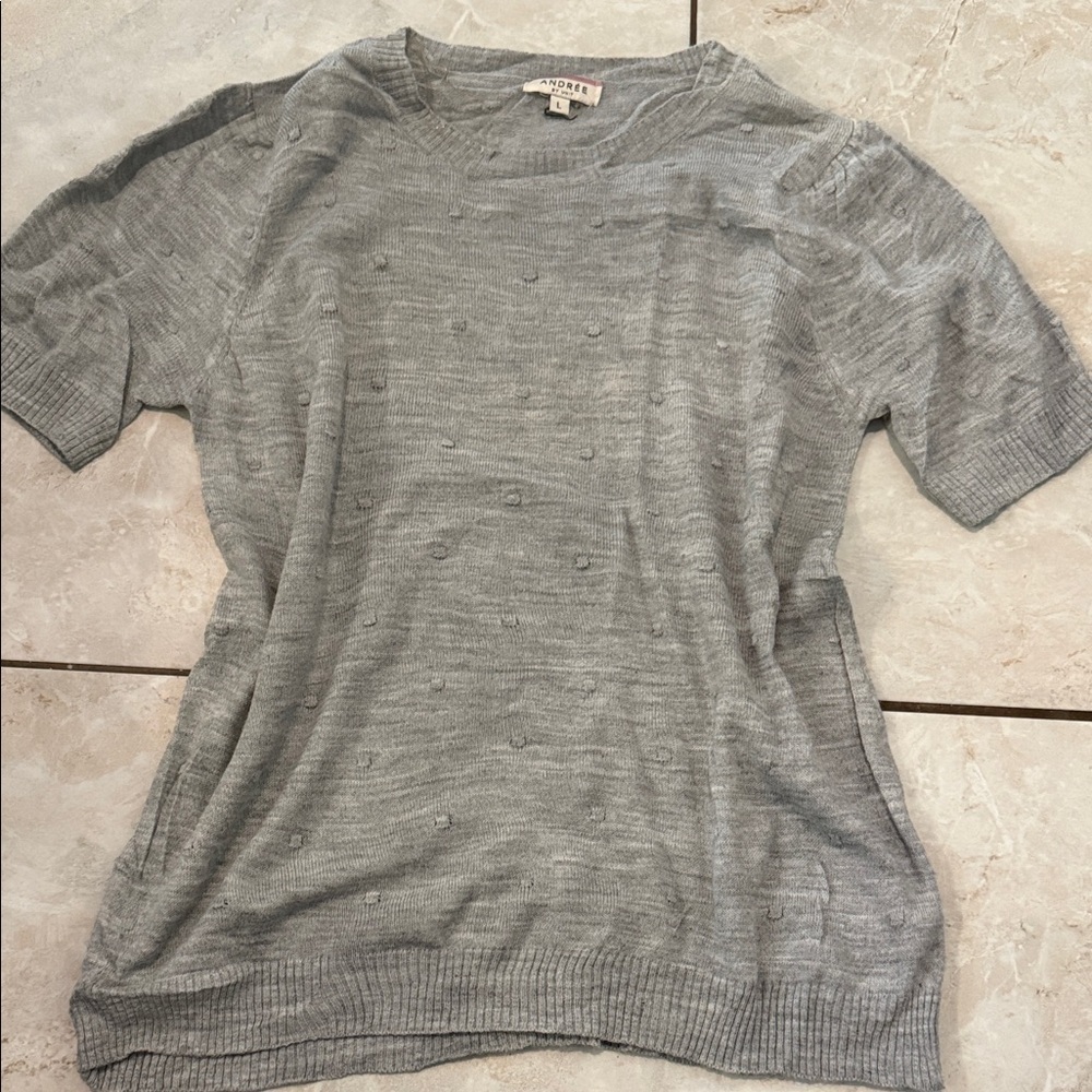 ANDREE BY UNIT Gray Textured Knit Top